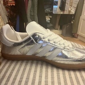 Brand New Silver and White Sneakers sambas- sold out